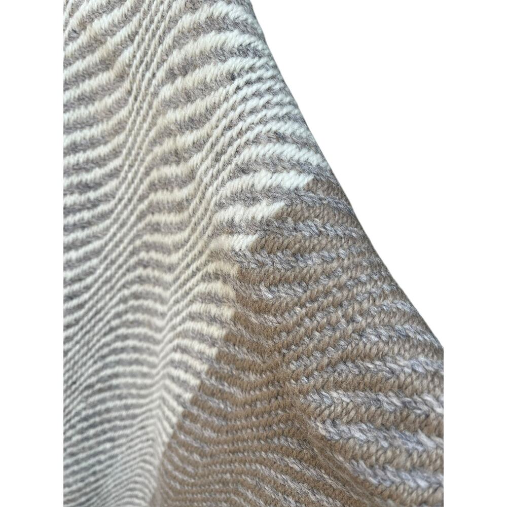 Churchill Handwoven Wool Fringe Wrap Poncho Shawl | Brown Grey *EUC* - Picture 12 of 16